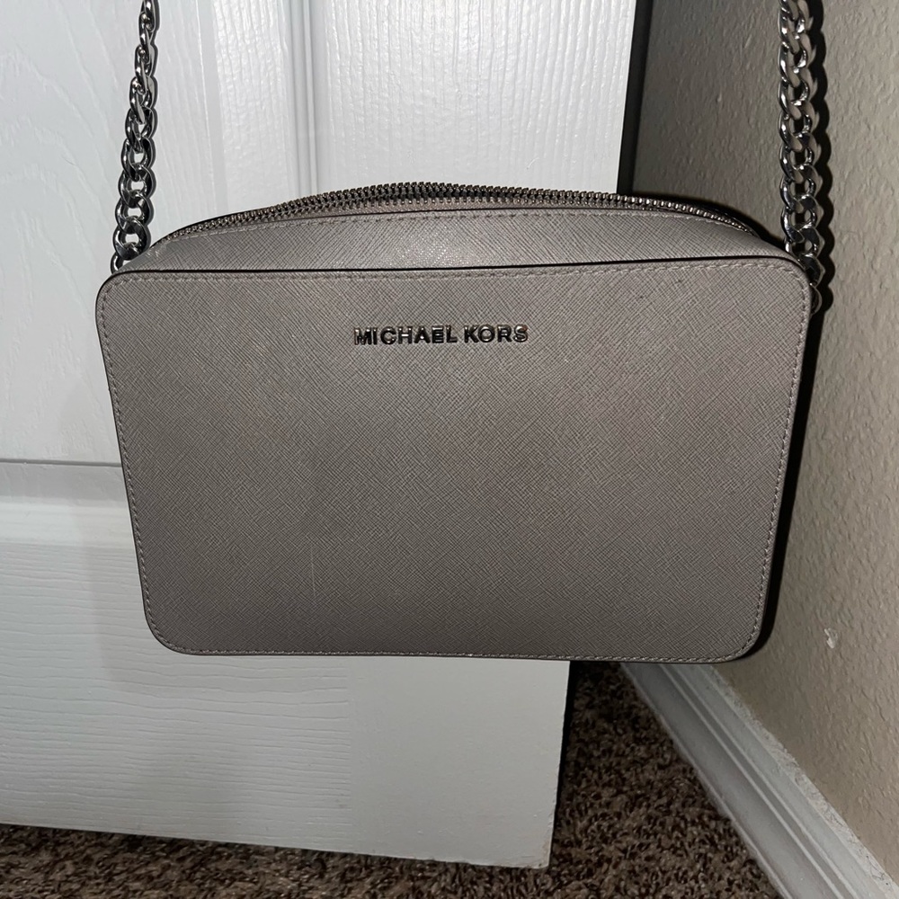 Michael Kors gray cross body purse